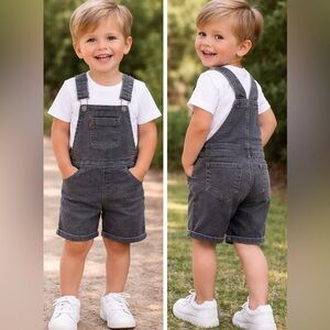 Levi’s Dark Gray Denim Short Overalls – Toddler Boy Sz 3T